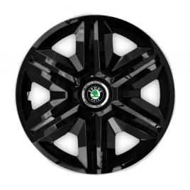 Set 4 capace roti hubcaps fast black r15 pentru gama auto skoda