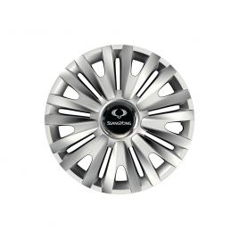 Set 4 capace roti cu inel cromat royal r15 pentru gama auto ssangyoung