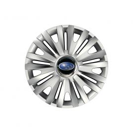 Set 4 capace roti cu inel cromat royal r15 pentru gama auto subaru