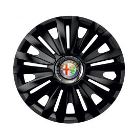 Set 4 capace roti negre cu inel cromat royal r15 pentru gama auto alfa romeo