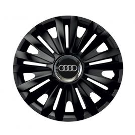 Set 4 capace roti negre cu inel cromat royal r15 pentru gama auto audi