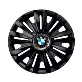 Set 4 capace roti negre cu inel cromat royal r15 pentru gama auto bmw