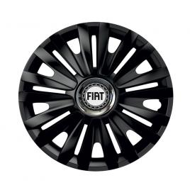 Set 4 capace roti negre cu inel cromat royal r15 pentru gama auto fiat