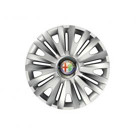Set 4 capace roti cu inel cromat royal r15 pentru gama auto alfa romeo