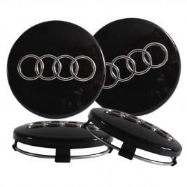 Set 4 capacele roti 60 mm audi, pentru jante aliaj, negru, chrom