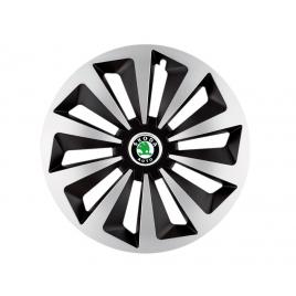 Set 4 capace roti fox gri-negru r16 pentru gama auto skoda