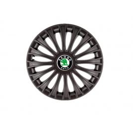 Set 4 capace roti dino negru r15, pentru gama auto skoda
