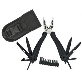 Cleste multifunctional ideallstore®, survival gear, otel inoxidabil, 18 functii, 24 cm, negru, husa inclusa