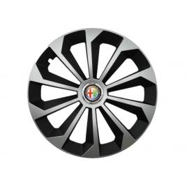Set 4 capace roti fame gri-negru cu inel r15, pentru gama auto alfa romeo