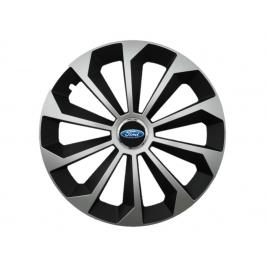 Set 4 capace roti fame gri-negru cu inel r15, pentru gama auto ford