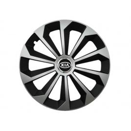 Set 4 capace roti fame gri-negru cu inel r15, pentru gama auto kia