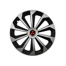 Set 4 capace roti fame gri-negru cu inel r15, pentru gama auto mitsubishi