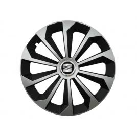 Set 4 capace roti fame gri-negru cu inel r15, pentru gama auto seat