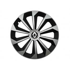 Set 4 capace roti fame gri-negru cu inel r14, pentru gama auto renault