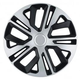 Set 4 capace roti, culoare argintiu/negru, 16 inch, model raven gri-negru cu