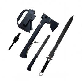 Set topor multifunctional si sabie de vanatoare, ideallstore®, 35,5 cm , teaca inclusa
