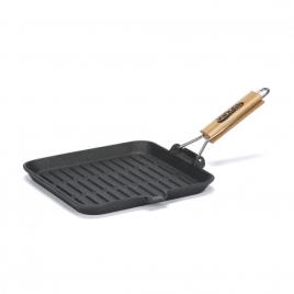 Tigaie grill,fonta,maner lemn,det,23x2cm