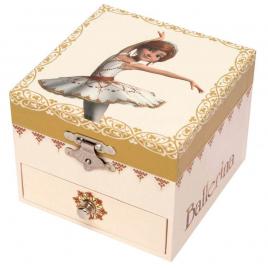 Cutie muzicala cub cu sertar ballerina