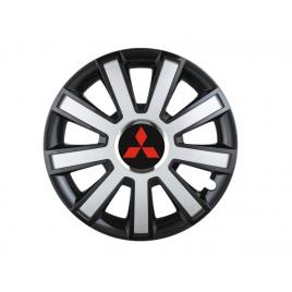 Set 4 capace roti flash gri-negru r16 pentru gama auto mitsubishi