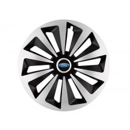 Set 4 capace roti fox gri-negru r14 pentru gama auto ford