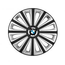 Trend set 4 capace roti silver/black cu inel cromat trend r14 pentru gama auto