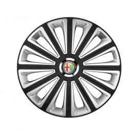 Trend set 4 capace roti silver/black cu inel cromat trend r15 pentru gama auto
