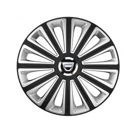 Trend set 4 capace roti silver/black cu inel cromat trend r16 pentru gama auto