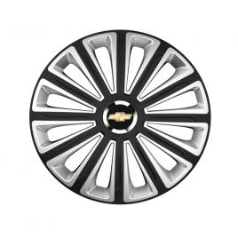 Trend set 4 capace roti silver/black cu inel cromat trend r16 pentru gama auto