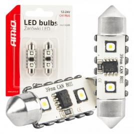 Becuri led canbus 12smd festoon c5w 3838 39mm alb 12/24v