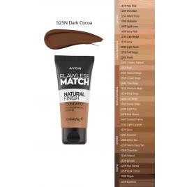 Fond de ten flawless match natural finish 525n (dark cocoa) – machiaj perfect,