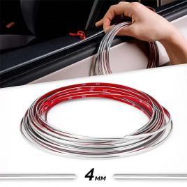 Rola ornament autoadeziv, 4mm x 15m, culoare crom silver