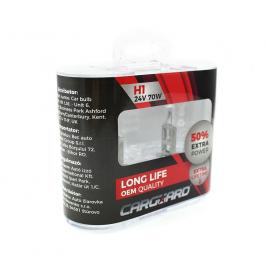 Set de 2 becuri halogen 24v - h1, 70w, +50% intensitate - long life - carguard