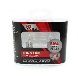 Set de 2 becuri halogen 24v - h3, 70w, +50% intensitate - long life - carguard