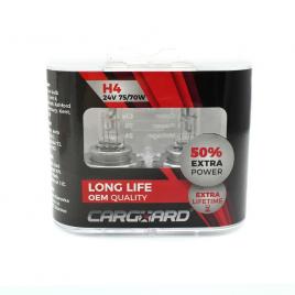 Set de 2 becuri halogen 24v - h4, 70w, +50% intensitate - long life - carguard
