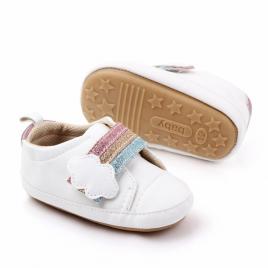Adidasi fetite albi - curcubeu (marime disponibila: 3-6 luni (marimea 18