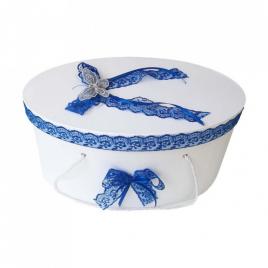 Cutie trusou botez dantela albastra si fluturas, denikos® 381