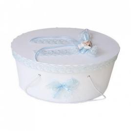 Cutie trusou botez dantela bleu si ingeras, denikos® 383