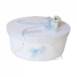 Cutie trusou botez dantela bleu si ursulet, denikos® 394