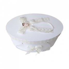 Cutie trusou botez dantela crem / ivoire si ingeras, denikos® 386