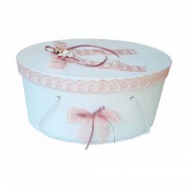 Cutie trusou botez dantela dusty rose si ingeras, denikos® 390