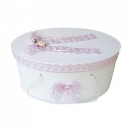 Cutie trusou botez dantela lila si ingeras, denikos® 387