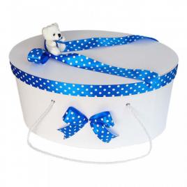 Cutie trusou botez fundite albastre cu buline si ursulet, denikos® 2