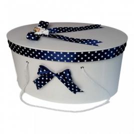 Cutie trusou botez fundite bleumarin cu buline si ingeras, denikos® 6