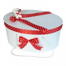 Cutie trusou botez fundite rosii cu buline si ursulet, denikos® 3