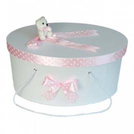 Cutie trusou botez fundite roz cu buline si ursulet, denikos® 4