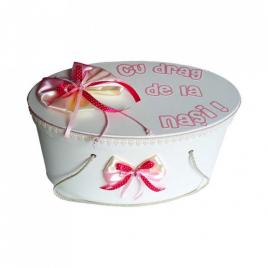 Cutie trusou botez personalizata, decor fundite si fluturasi, denikos® 220