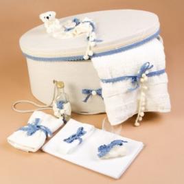 Cutie trusou decorata cu fundite si dantela bleu lg101-c