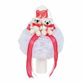 Lumanare botez 2 ursuleti, decor corai, denikos® 524