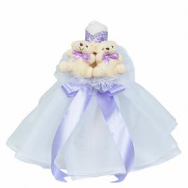 Lumanare botez cu tul, decor lila si ursuleti, denikos® 533