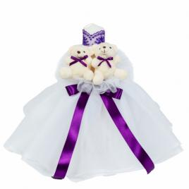 Lumanare botez cu tul, decor mov si ursuleti, denikos® 534